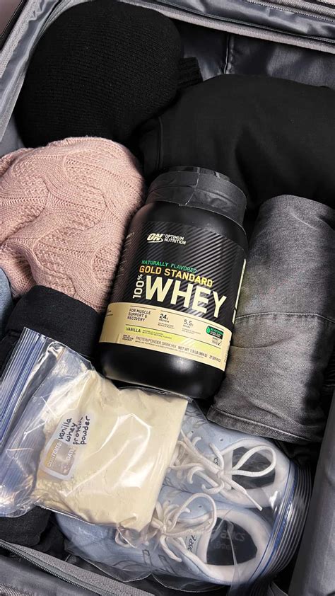 transporting protein powder in luggage.